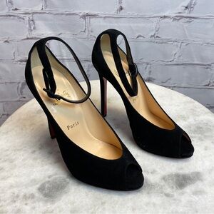Christian Louboutin Black Peep-Toe Heels